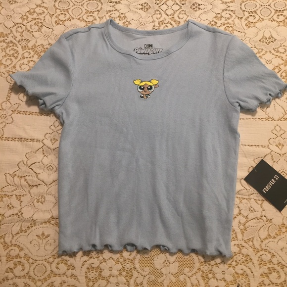 Forever 21 Tops Nwt Bubbles Powerpuff Girls Embroidered Shirt